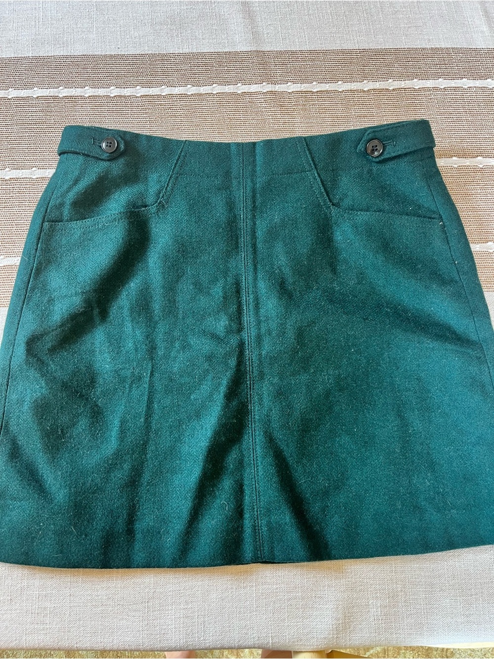 Women's Madewell Dark Green Wool Blend A-Line Mini Skirt